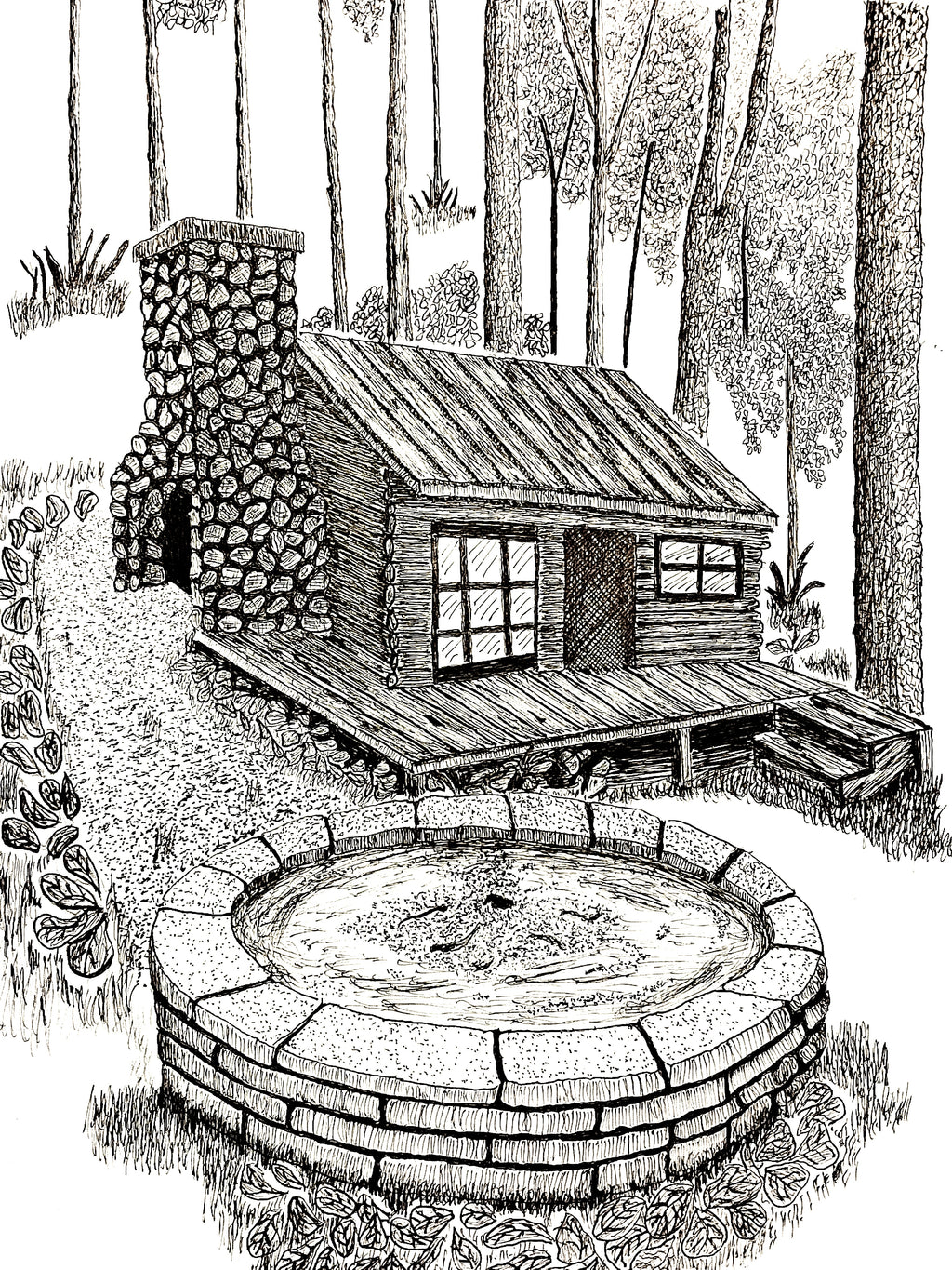 'The Well' Handcrafted Pen and Ink Art Print