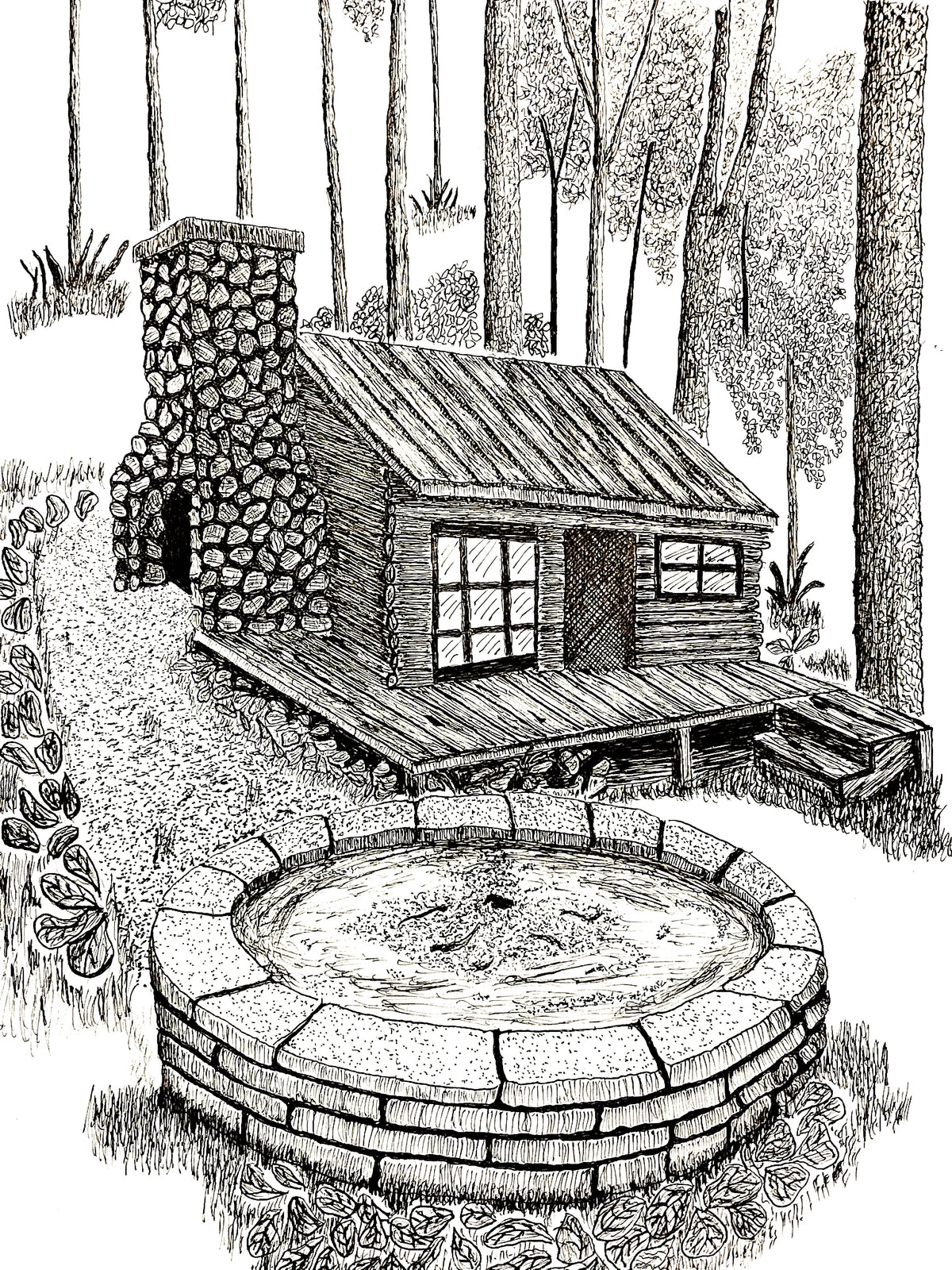 'The Well' Handcrafted Pen and Ink Art Print