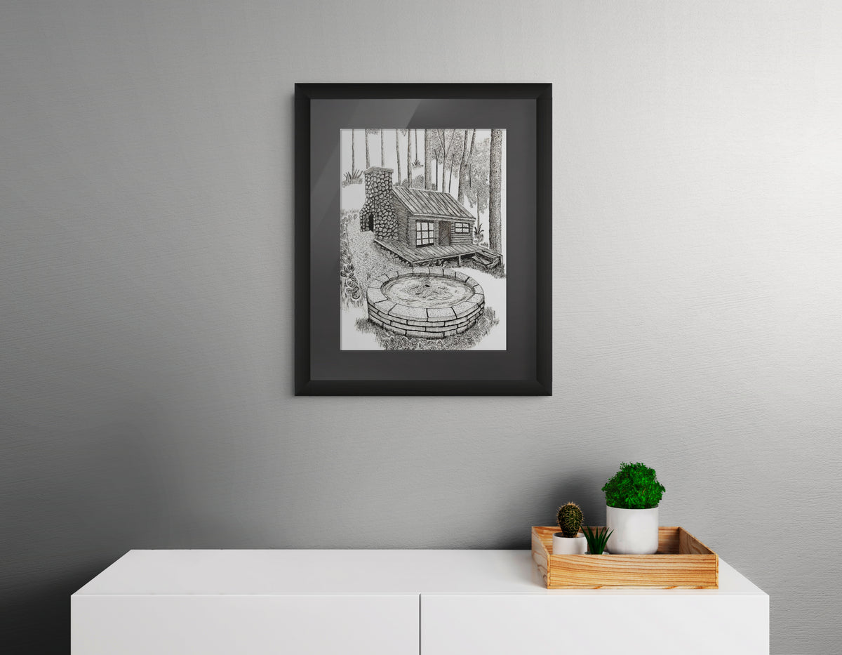 'The Well' Handcrafted Pen and Ink Art Print