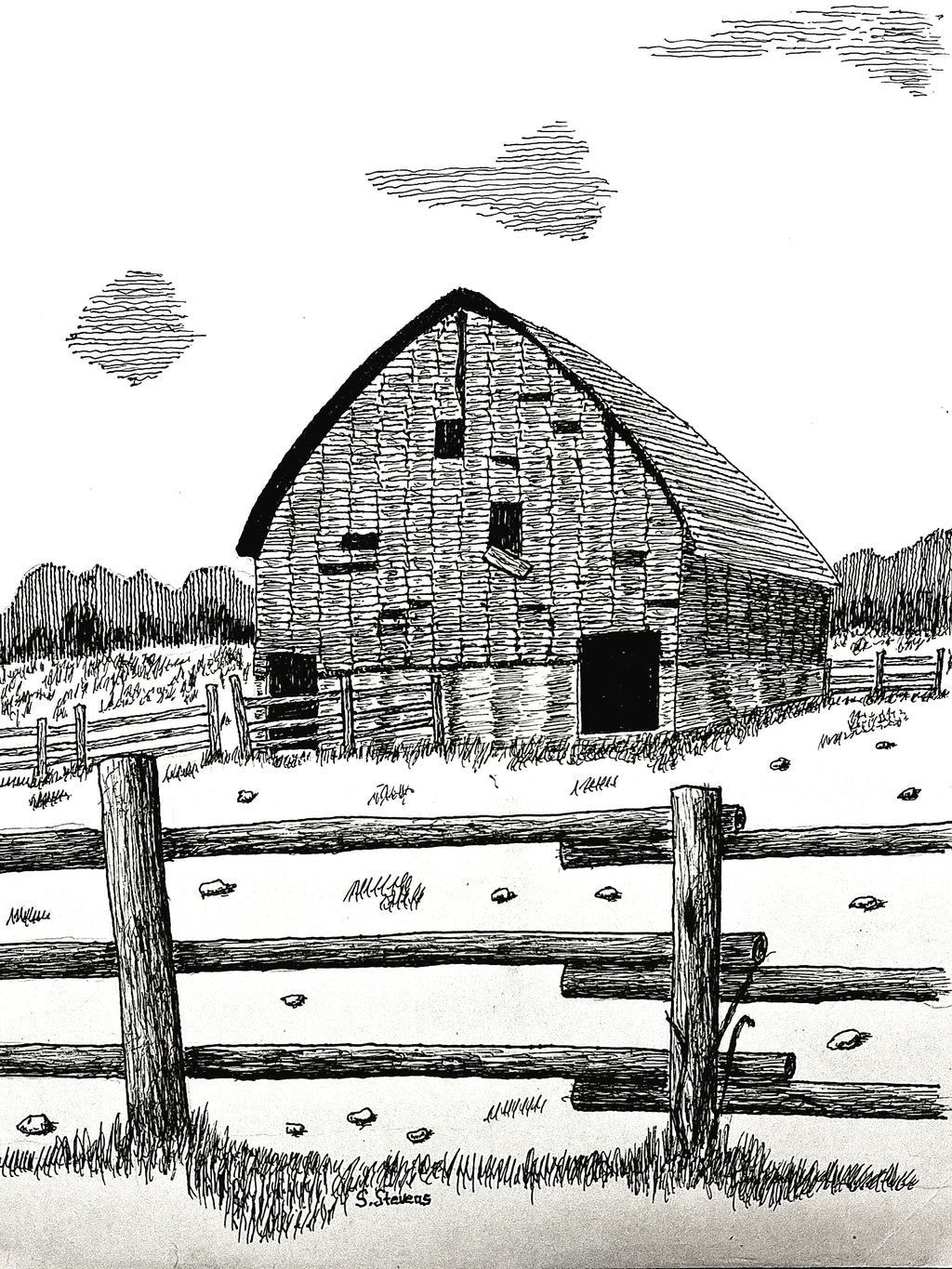 'Stones' Handcrafted Pen and Ink Art Print