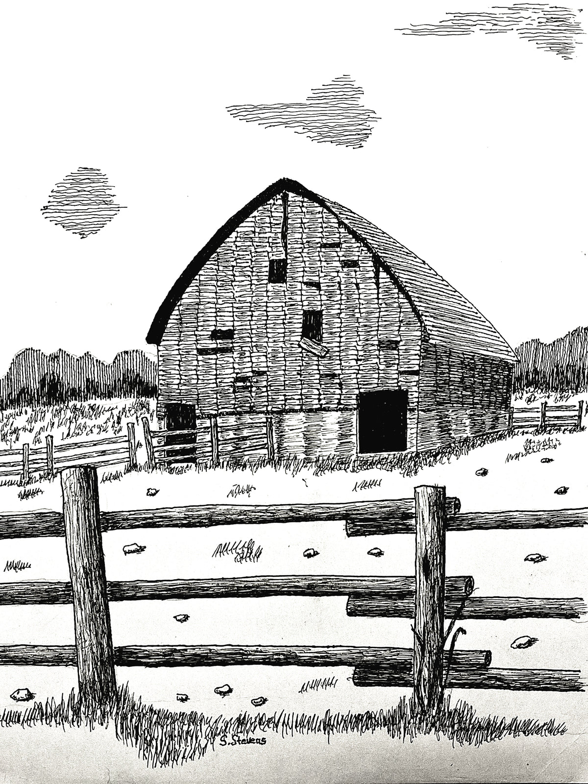 'Stones' Handcrafted Pen and Ink Art Print