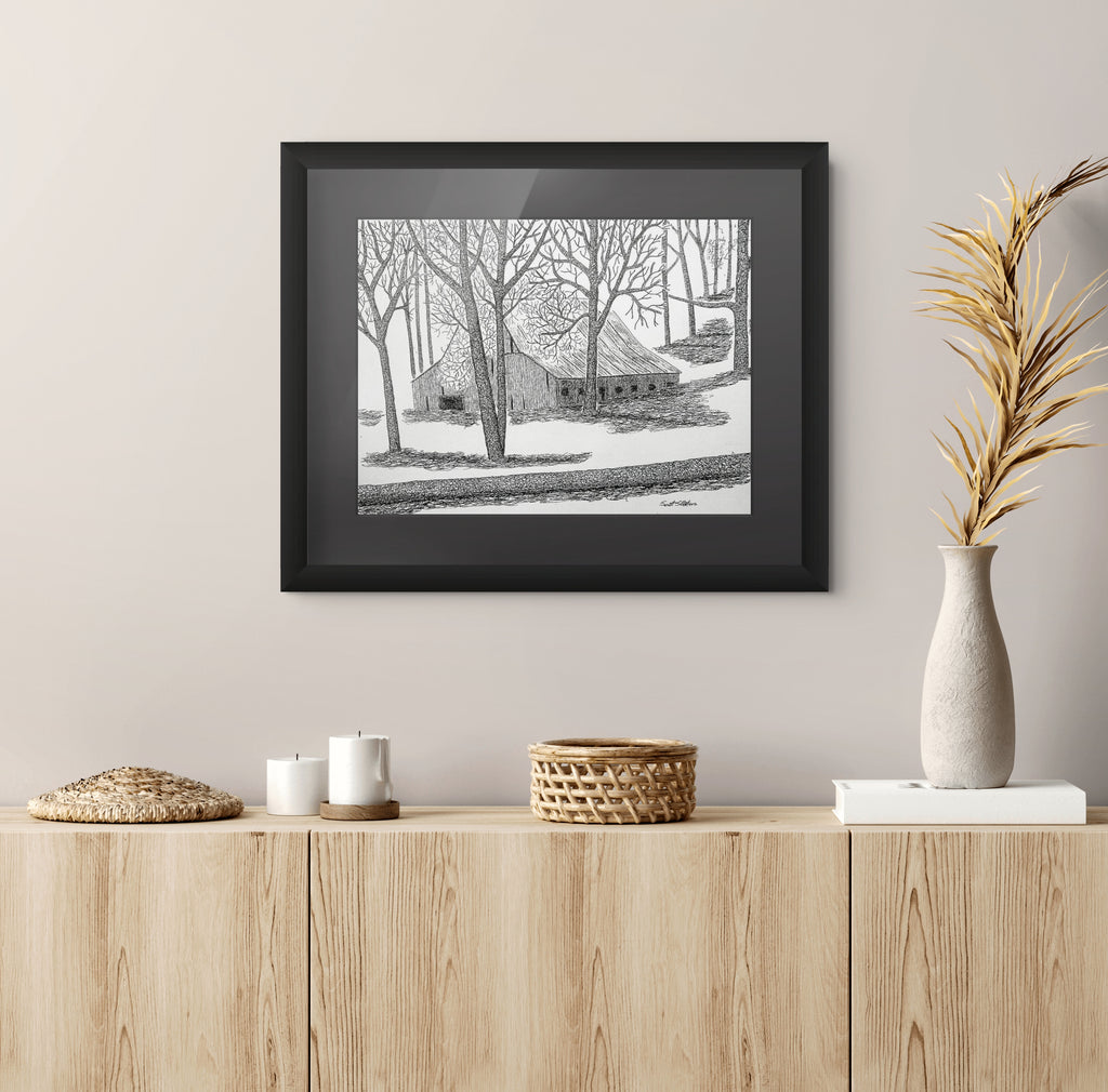 Framed 'Echoes of Fall' drawing 
