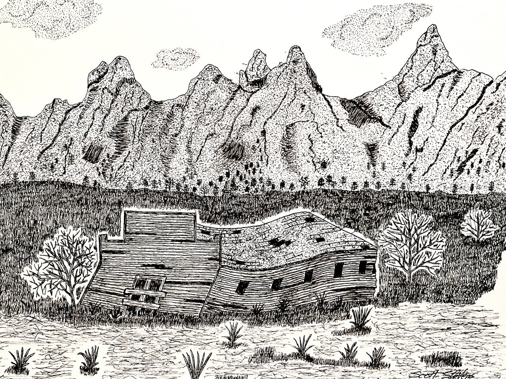 'Receding Waters' Handcrafted Pen and Ink Art Print