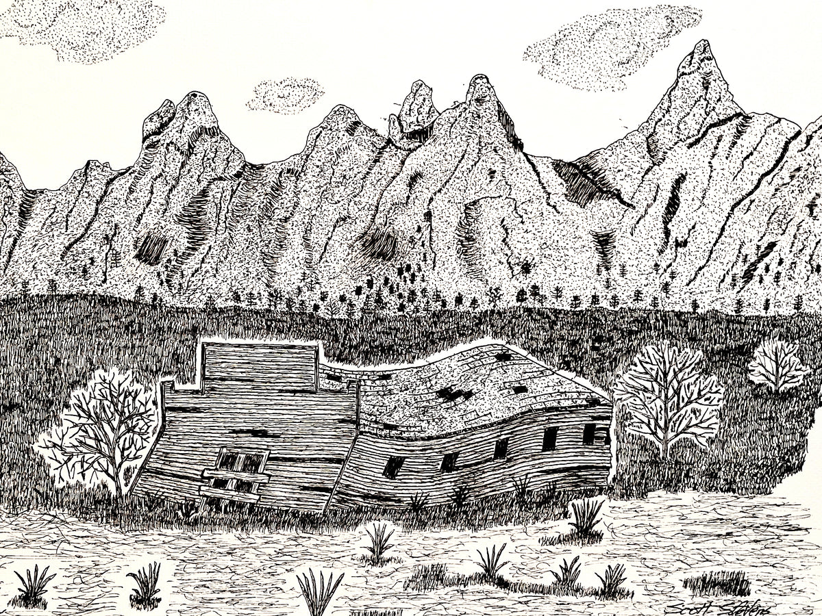 'Receding Waters' Handcrafted Pen and Ink Art Print