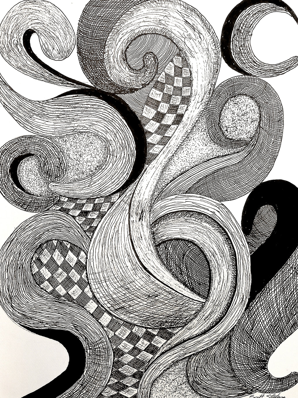 'Smoke of the Fire' Handcrafted Pen and Ink Art Print